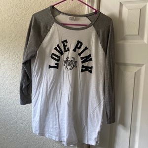 PINK Baseball Tee Gray L